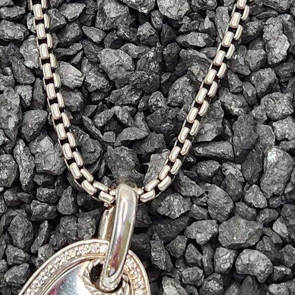 David Yurman Diamond Heart Enhancer Pendant on 16" D.Y. Box Chain - Picture 5 of 8